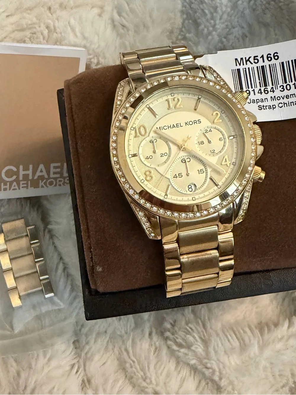 Michael Kors Gold Crystal-Trim Chronograph Watch - Picture 1 of 3